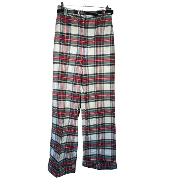 Vintage TIME and PLACE Pants 70’s  Wide Leg High Waist Plaid Hippie Disco Bells - Picture 1 of 16